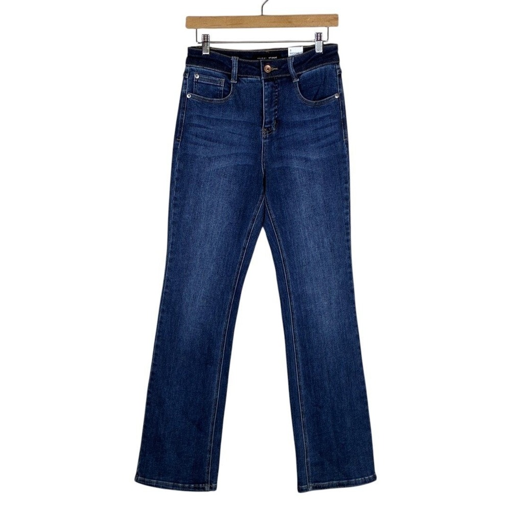 NWT Tribal Jeans Brooke Solid Micro Flare Jeans Blue High Rise Stretch Size 0 - Picture 2 of 8